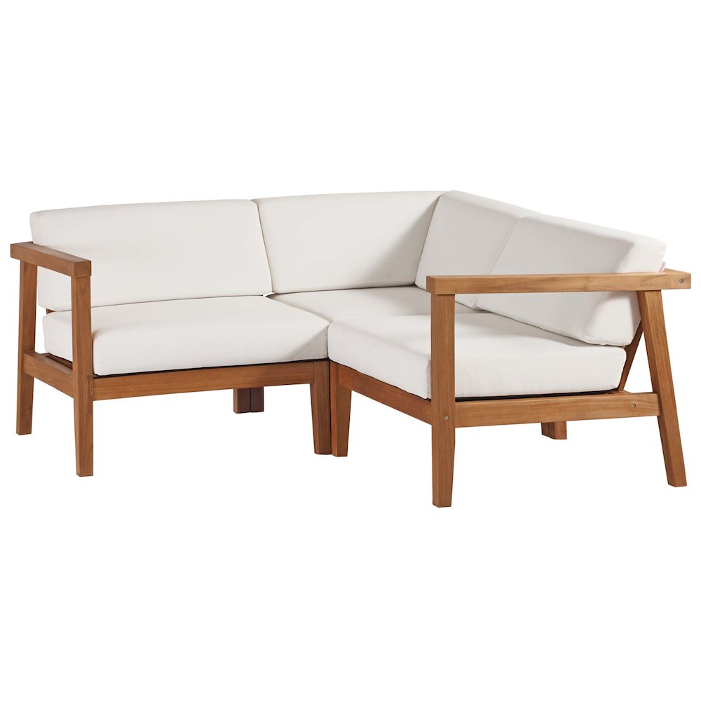 Bayport 3-Piece Outdoor Patio Teak Wood Sectional Sofa Set. Picture 1