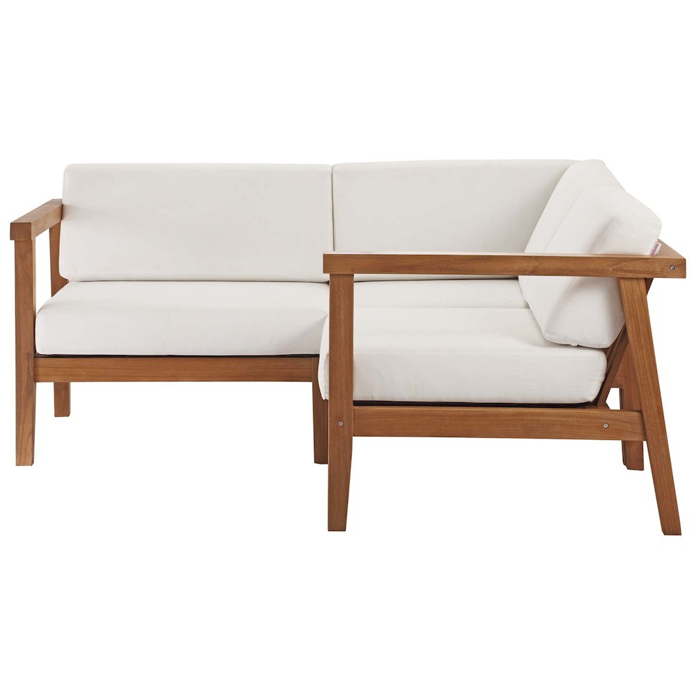 Bayport 3-Piece Outdoor Patio Teak Wood Sectional Sofa Set. Picture 11