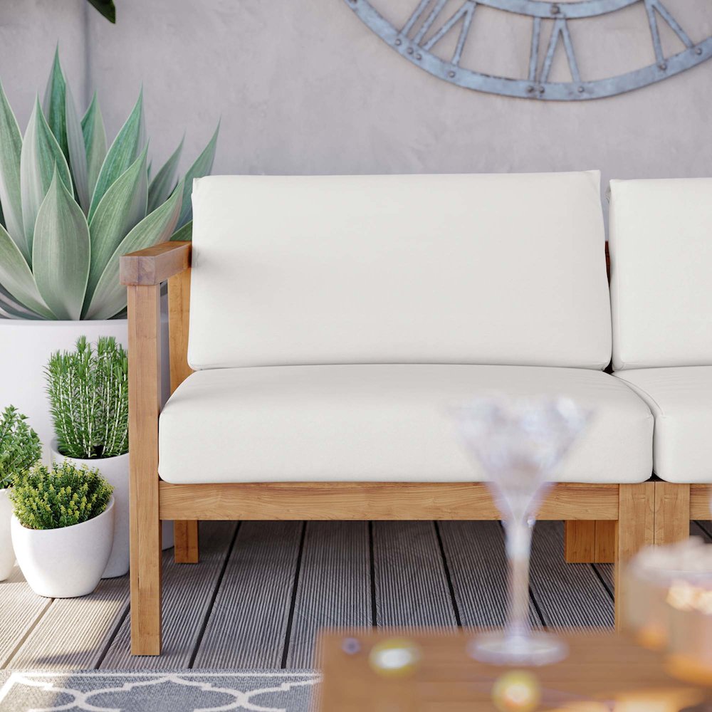 Bayport Outdoor Patio Teak Wood 2-Seater Loveseat. Picture 12