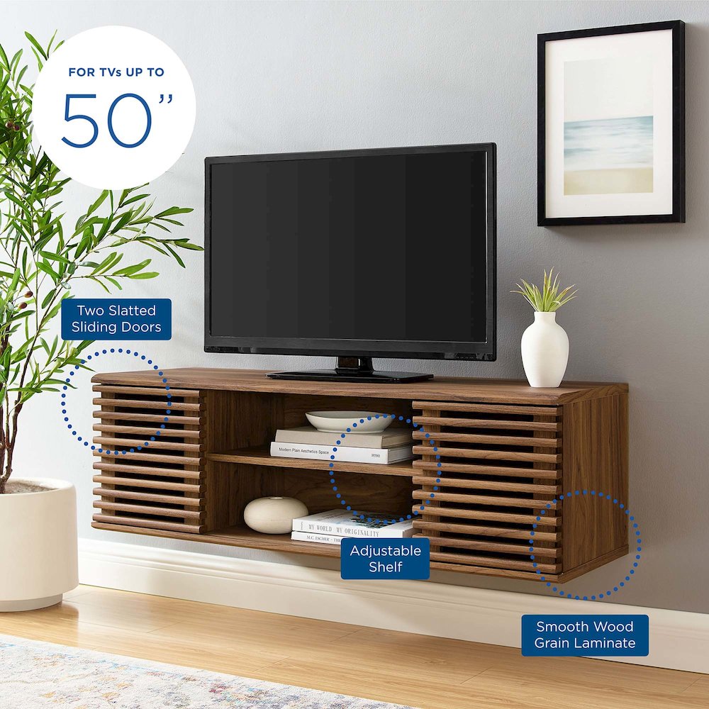 Render 46" Wall-Mount Media Console TV Stand. Picture 8