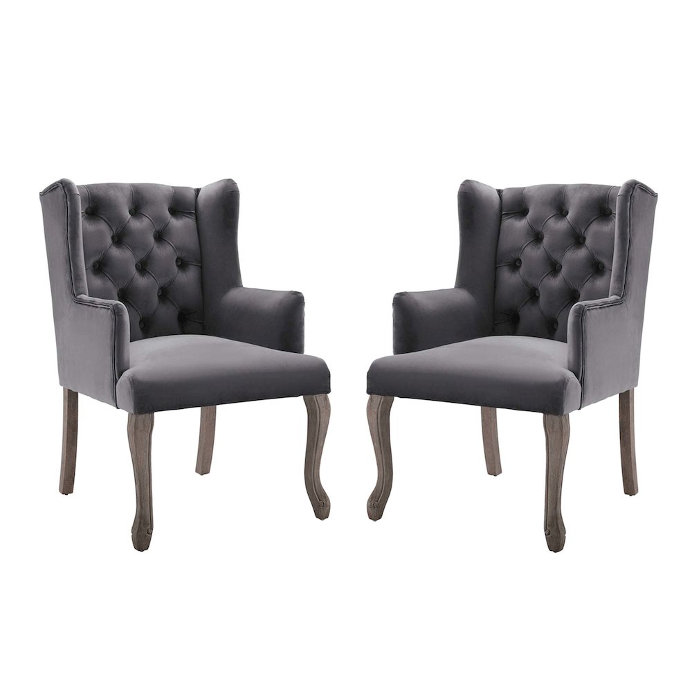 Realm Performance Velvet Armchair Set of 2. Picture 1
