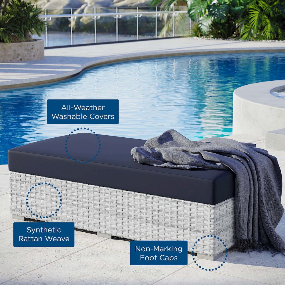Convene Outdoor Patio Rectangular Ottoman. Picture 5