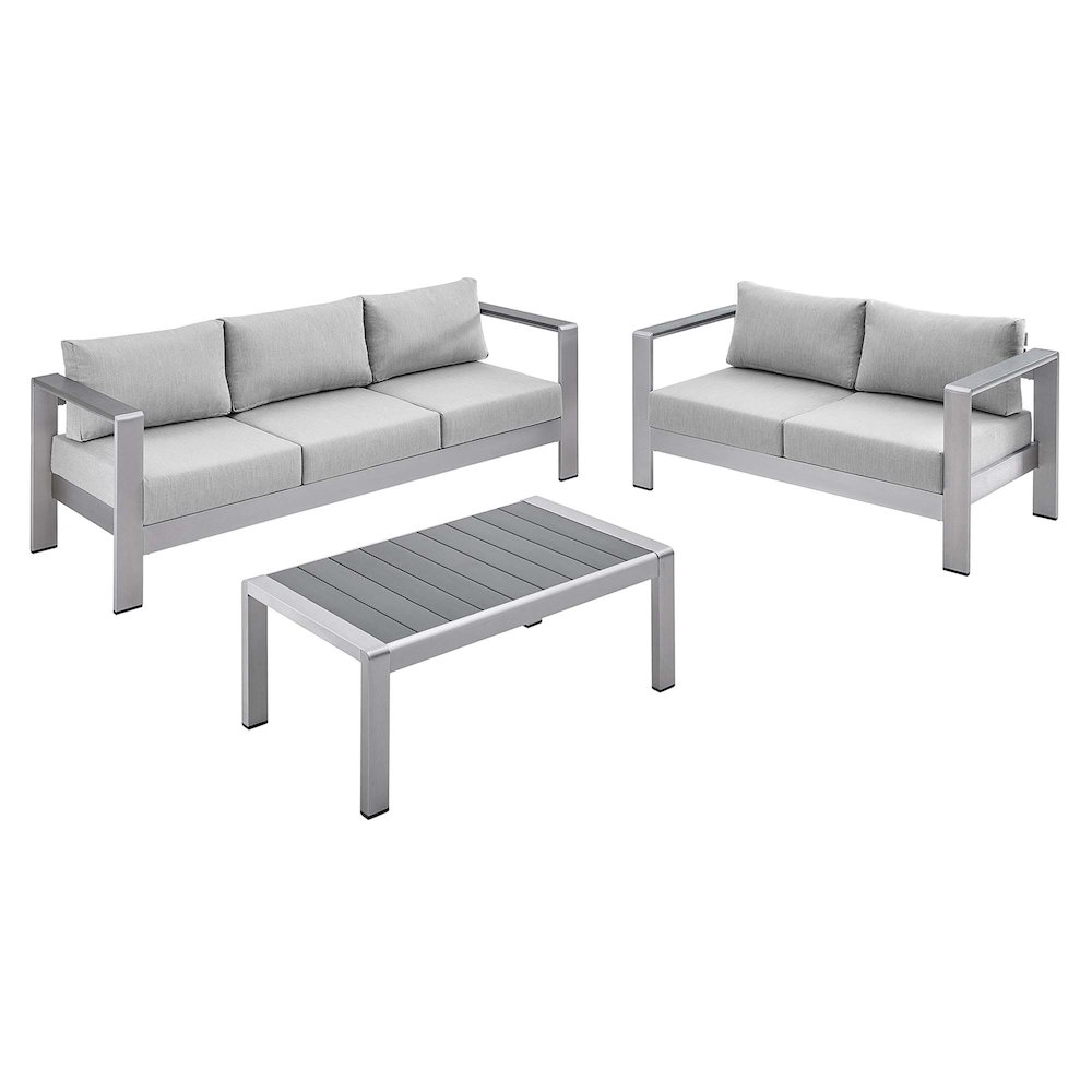 Shore 3 Piece Sunbrella Fabric Outdoor Patio Aluminum Set. Picture 1