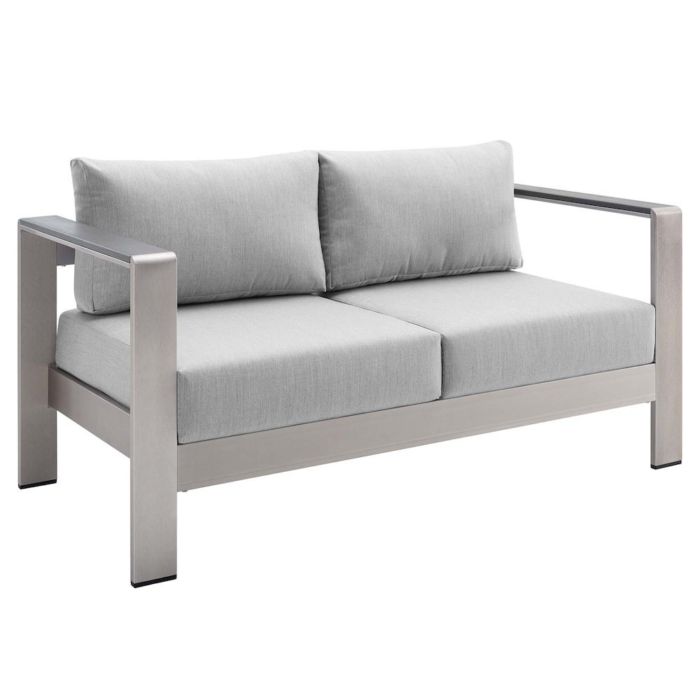 Shore 3 Piece Sunbrella Fabric Outdoor Patio Aluminum Set. Picture 2