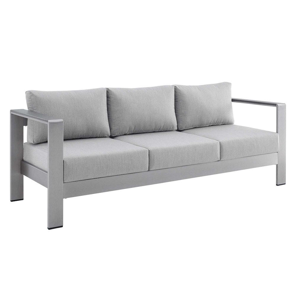 Shore 3 Piece Sunbrella Fabric Outdoor Patio Aluminum Set. Picture 7