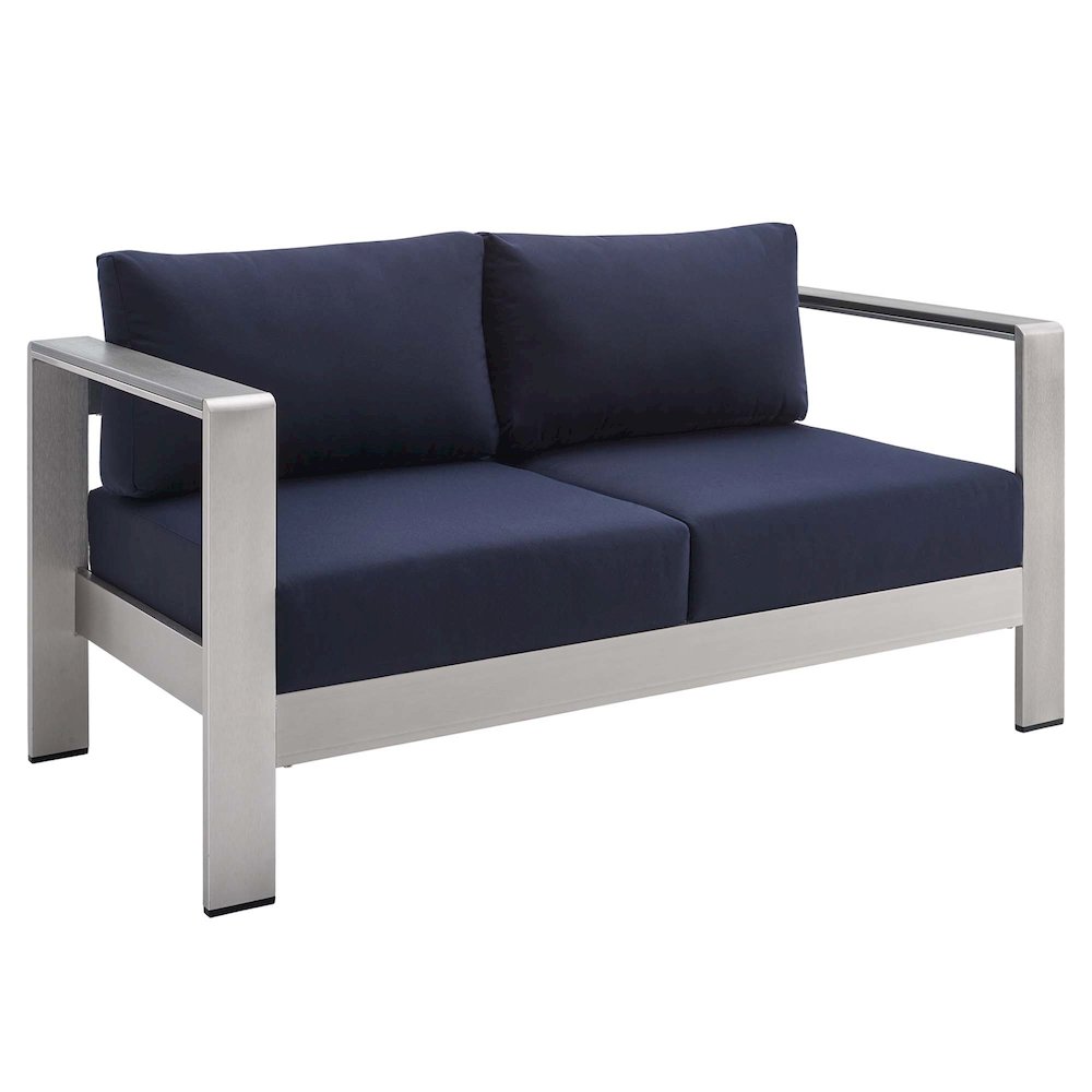 Shore 3 Piece Sunbrella Fabric Outdoor Patio Aluminum Set. Picture 2