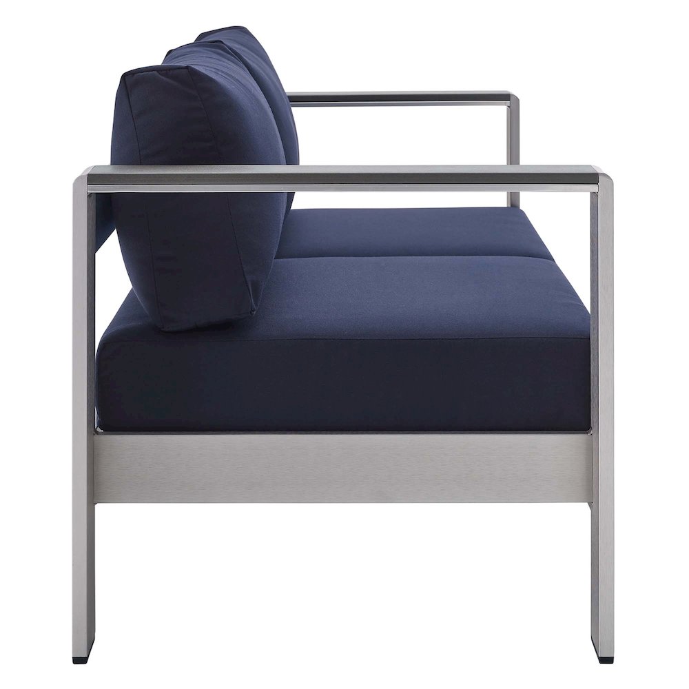 Shore 3 Piece Sunbrella Fabric Outdoor Patio Aluminum Set. Picture 3