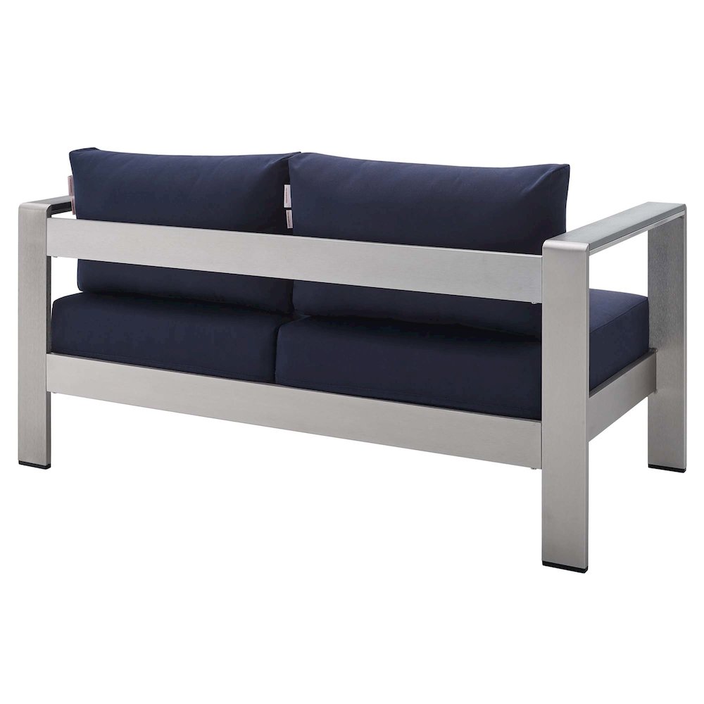 Shore 3 Piece Sunbrella Fabric Outdoor Patio Aluminum Set. Picture 4