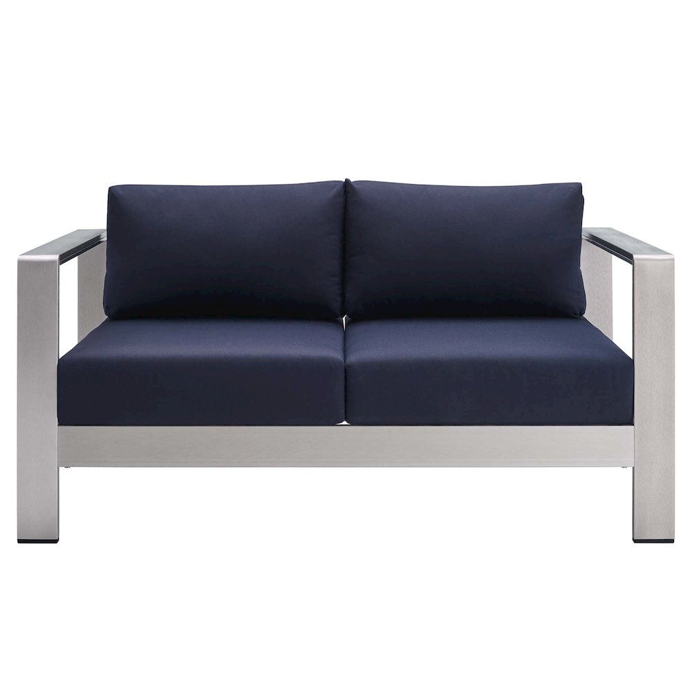 Shore 3 Piece Sunbrella Fabric Outdoor Patio Aluminum Set. Picture 5