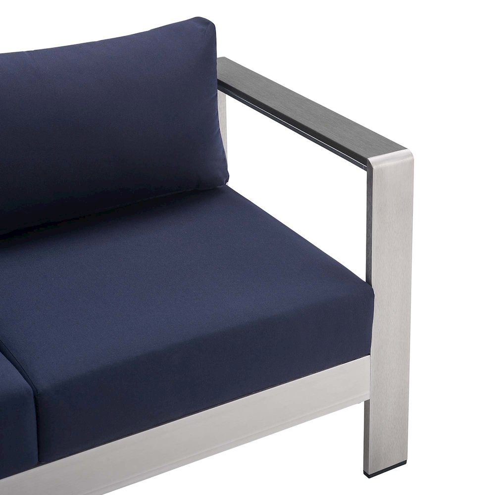 Shore 3 Piece Sunbrella Fabric Outdoor Patio Aluminum Set. Picture 6
