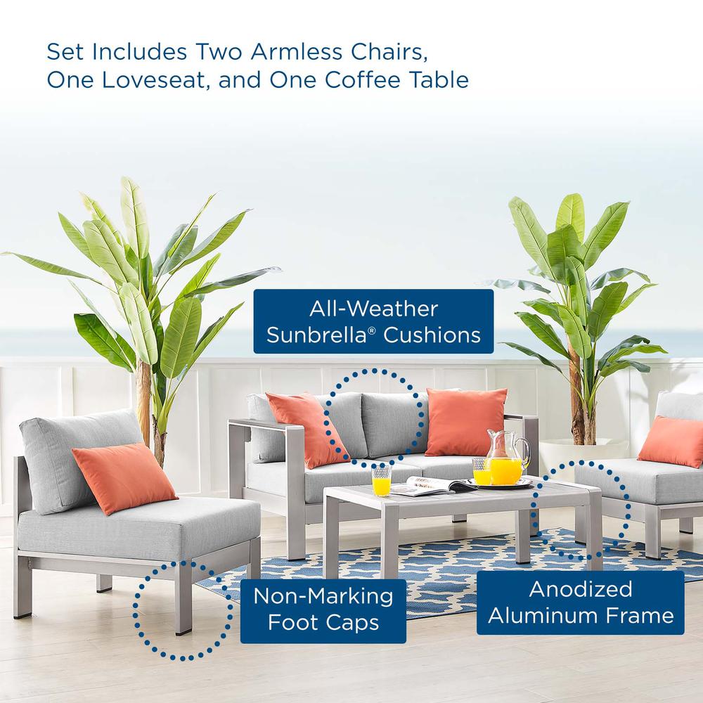 Shore Sunbrella Fabric Outdoor Patio Aluminum 4 Piece Set. Picture 12