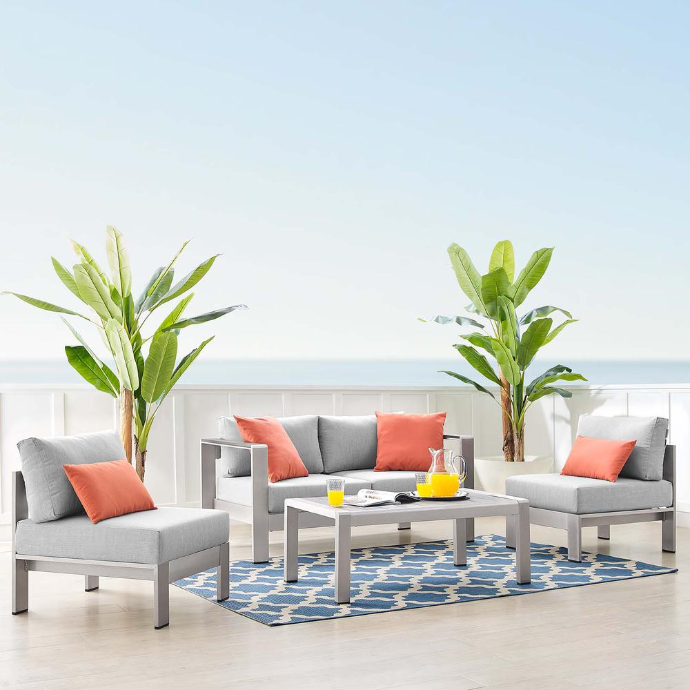 Shore Sunbrella Fabric Outdoor Patio Aluminum 4 Piece Set. Picture 14