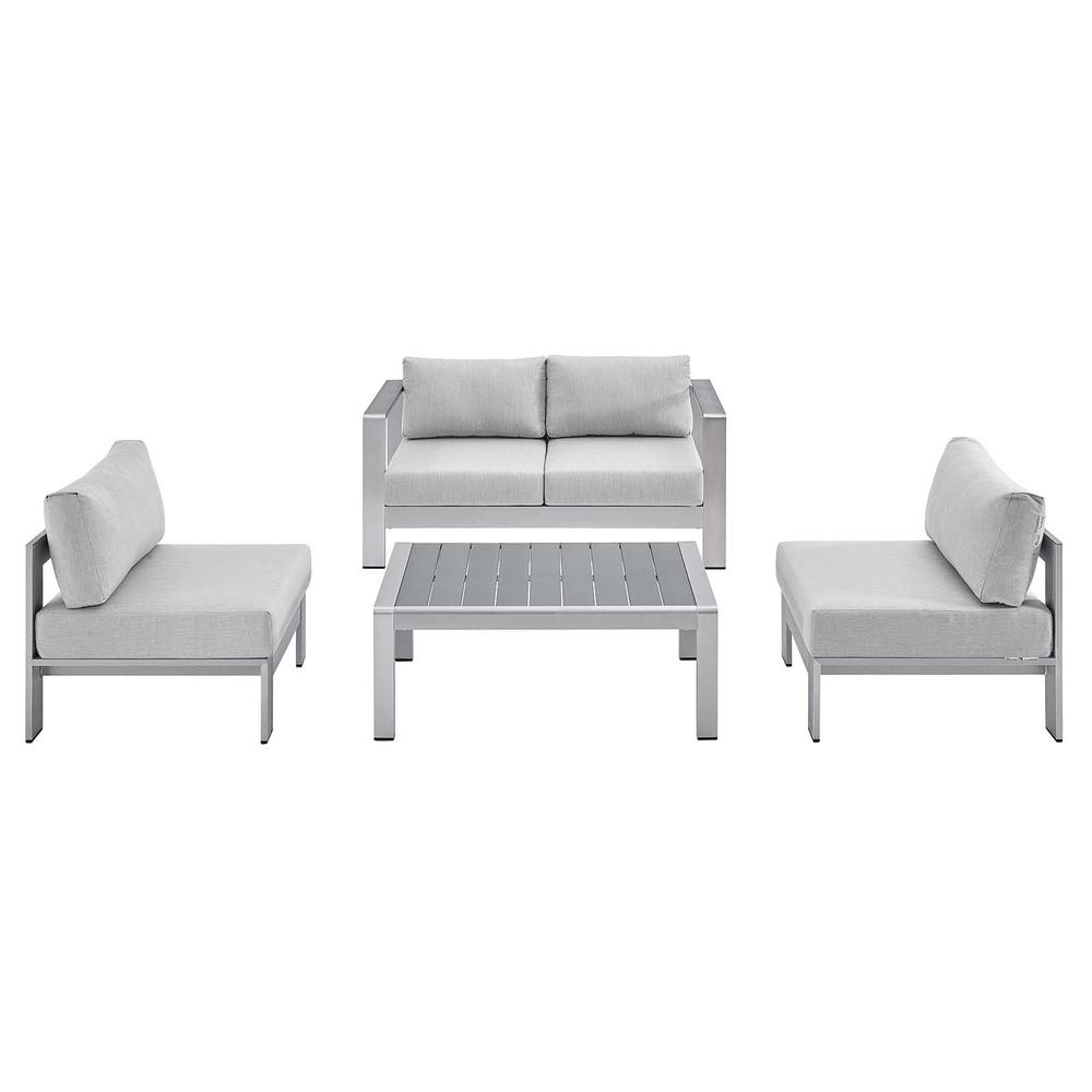 Shore Sunbrella Fabric Outdoor Patio Aluminum 4 Piece Set. Picture 1