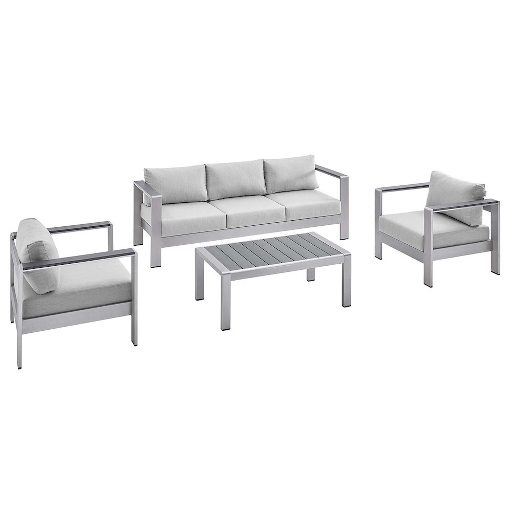 Shore 4 Piece Sunbrella Fabric Outdoor Patio Aluminum Set. Picture 1