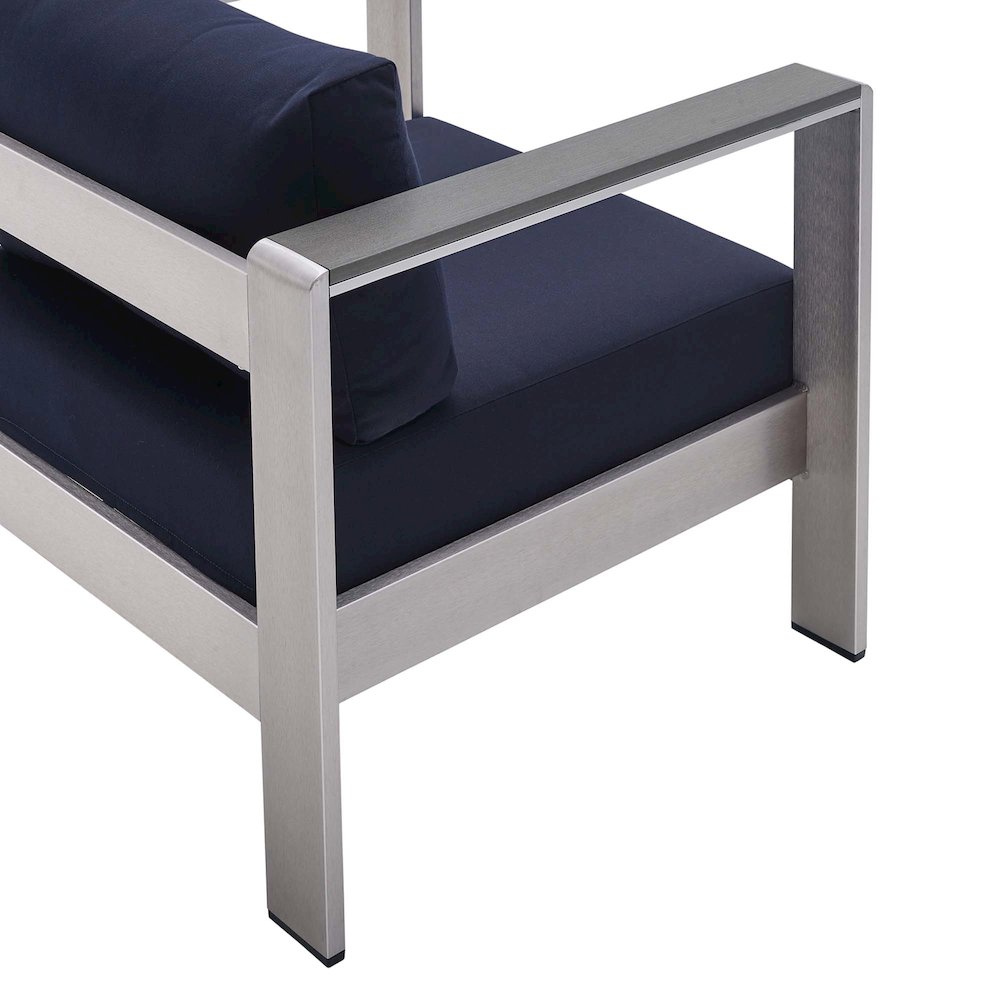 Shore 4 Piece Sunbrella Fabric Outdoor Patio Aluminum Set. Picture 6