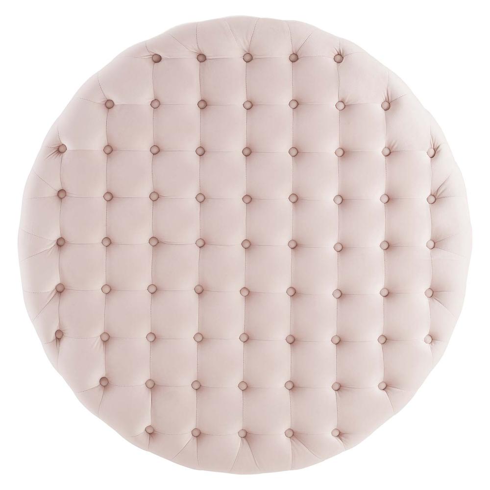Ensconce Tufted Performance Velvet Round Ottoman. Picture 3