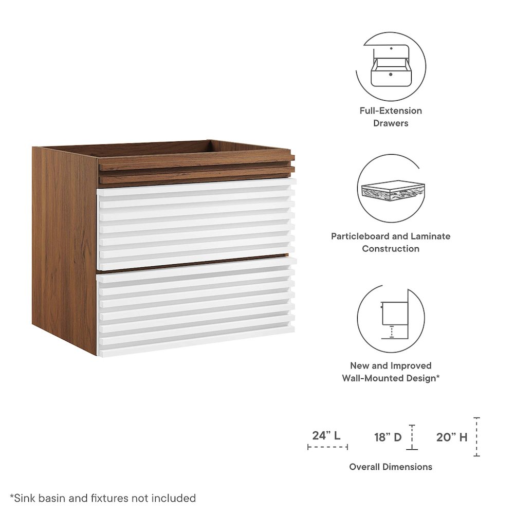 Render 24" Wall-Mount Bathroom Vanity Cabinet (Sink Basin Not Included). Picture 2