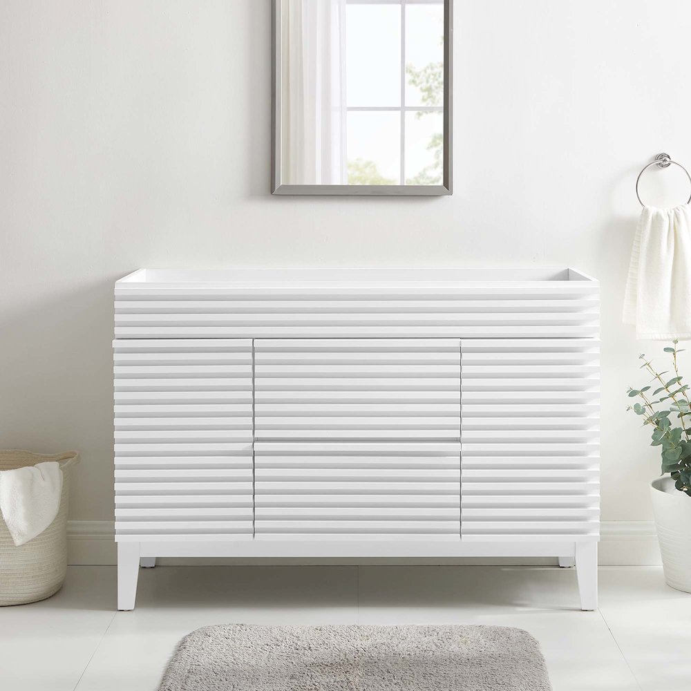 Render 48" Single Sink Compatible (not included) Bathroom Vanity Cabinet. Picture 8