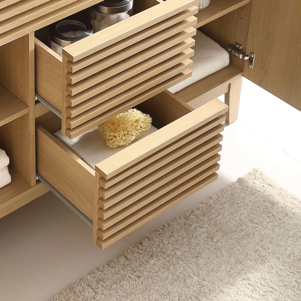 Render 48" Double Sink Compatible (Not Included) Bathroom Vanity Cabinet. Picture 9