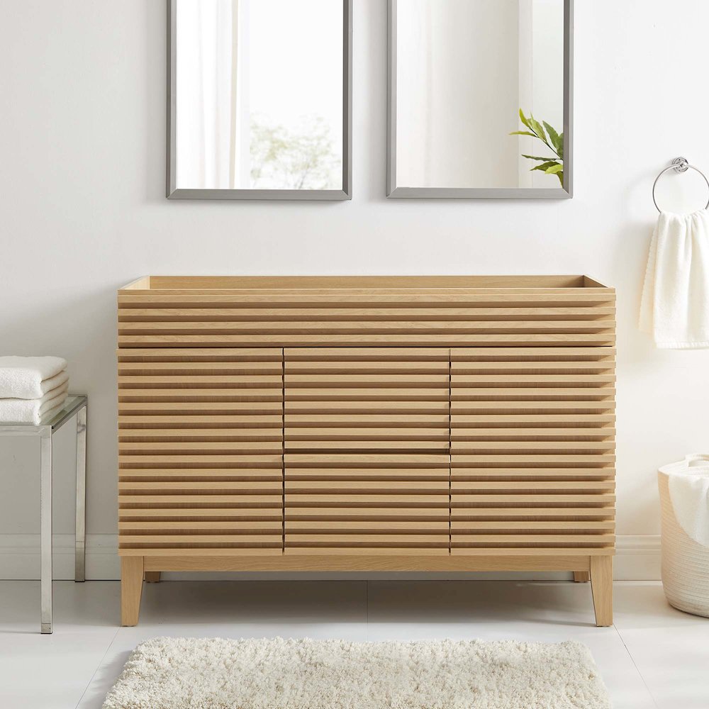 Render 48" Double Sink Compatible (Not Included) Bathroom Vanity Cabinet. Picture 8