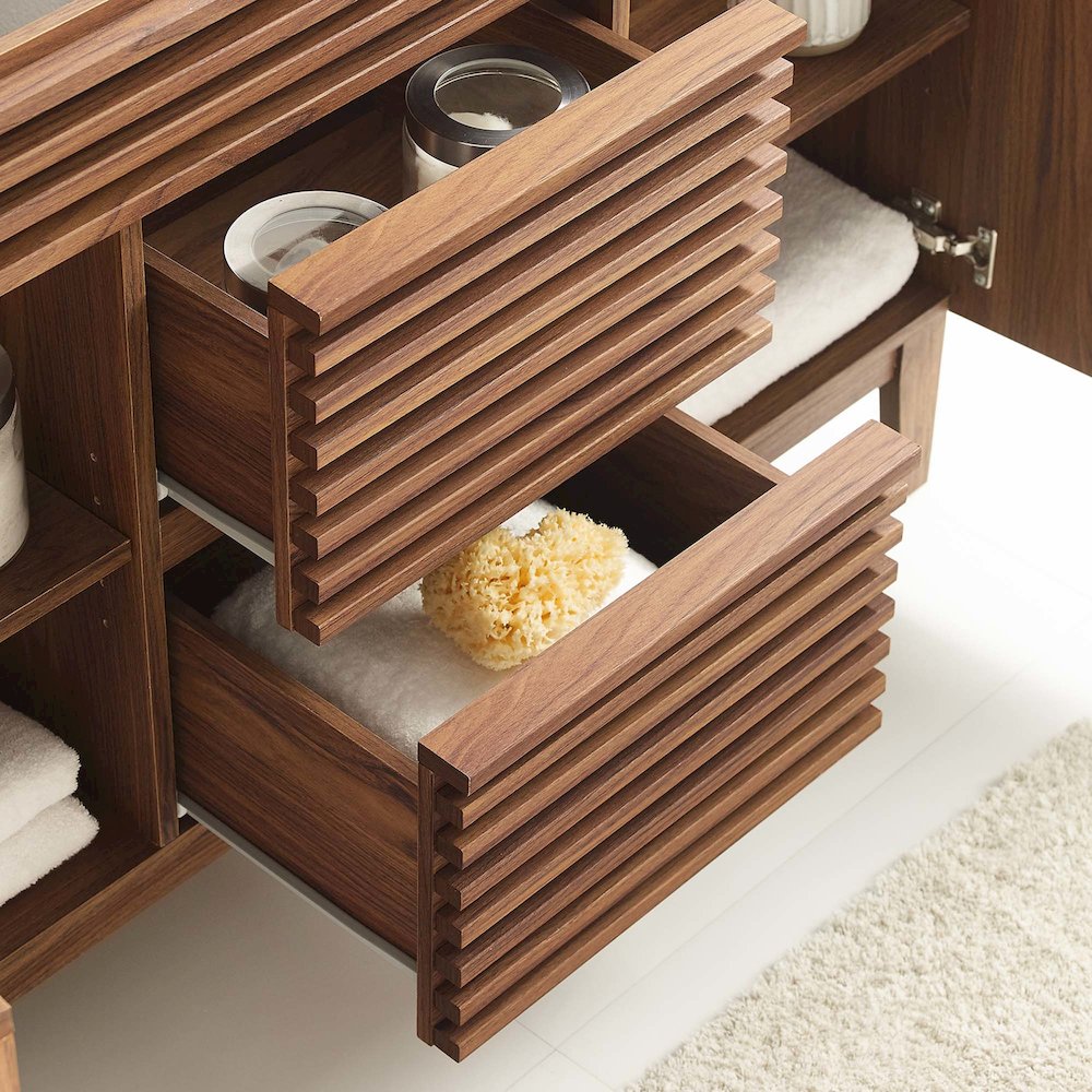 Render 48" Double Sink Compatible (Not Included) Bathroom Vanity Cabinet. Picture 10