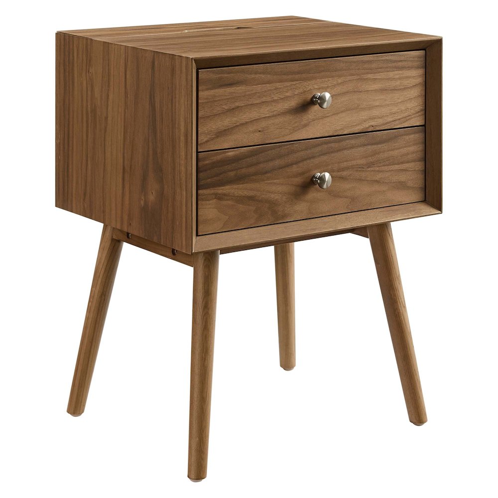 Ember Wood Nightstand With USB Ports. Picture 1