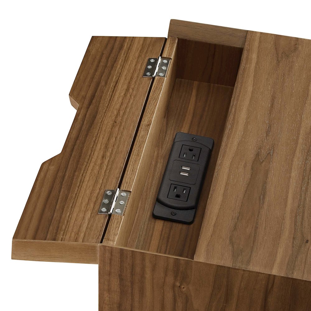 Ember Wood Nightstand With USB Ports. Picture 5