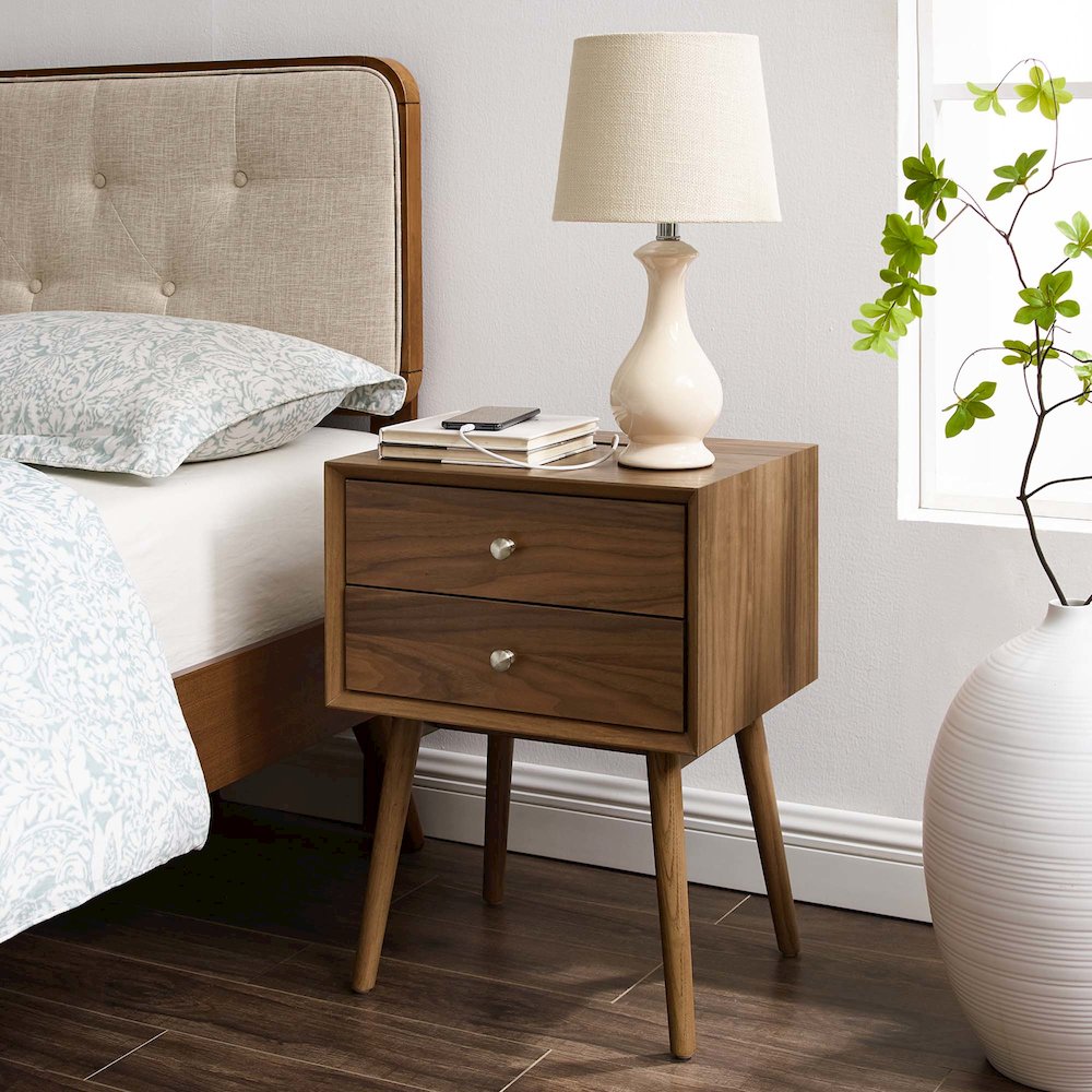 Ember Wood Nightstand With USB Ports. Picture 6