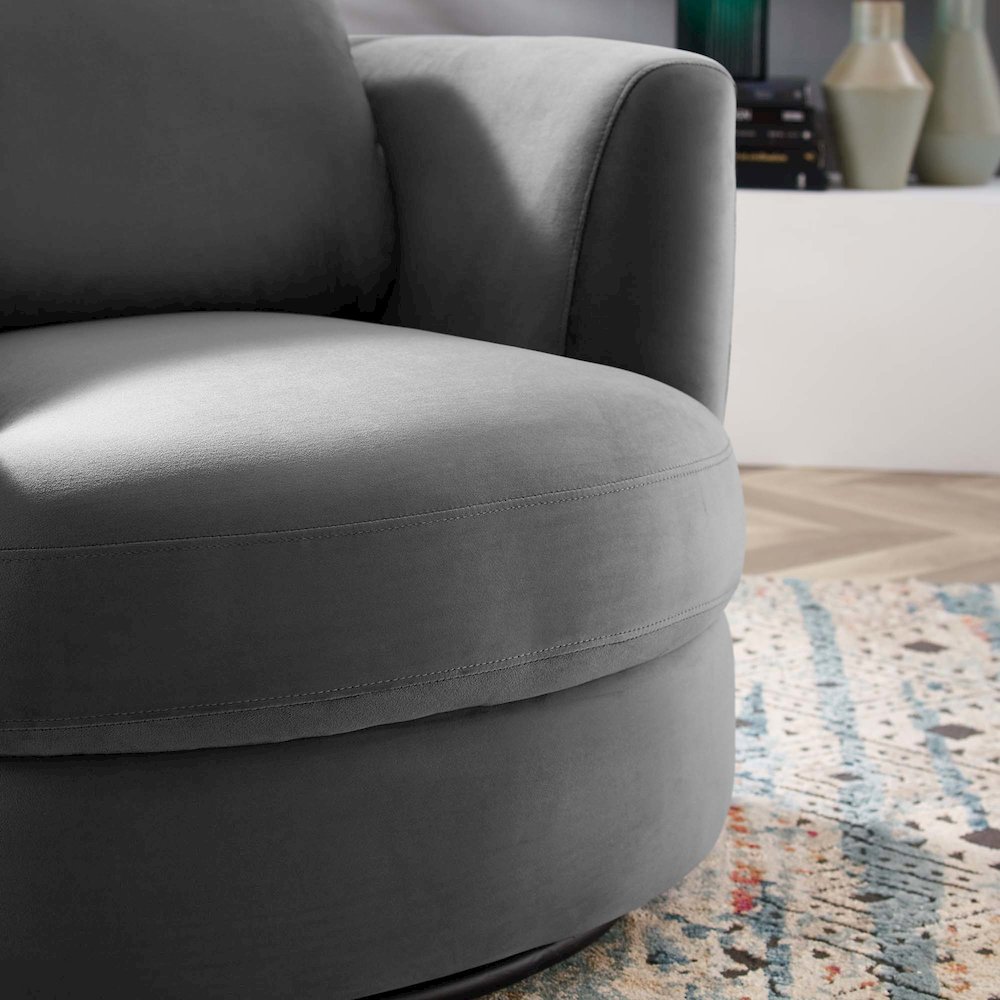 Pirouette Performance Velvet Swivel Armchair. Picture 8