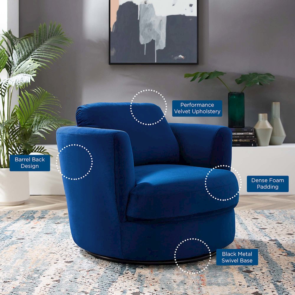 Pirouette Performance Velvet Swivel Armchair. Picture 7
