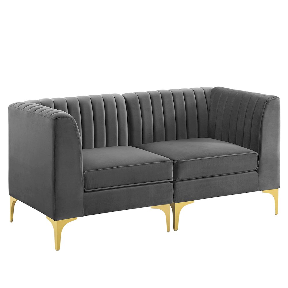 Triumph Channel Tufted Performance Velvet Loveseat. Picture 1