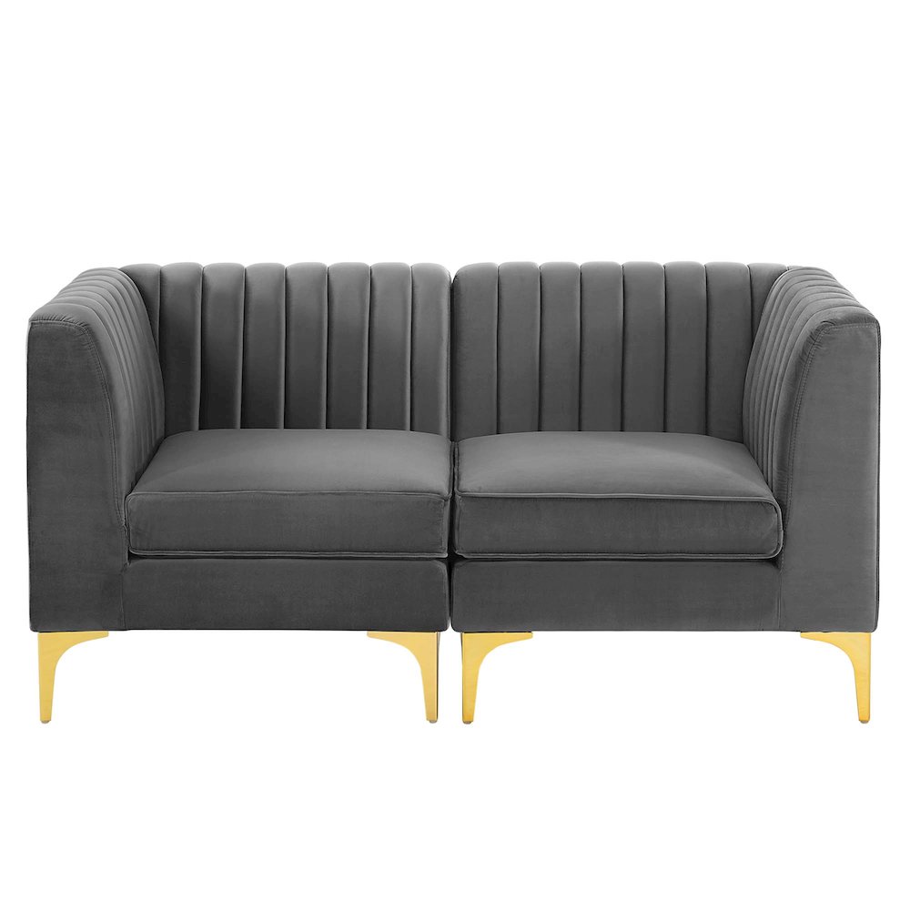 Triumph Channel Tufted Performance Velvet Loveseat. Picture 2