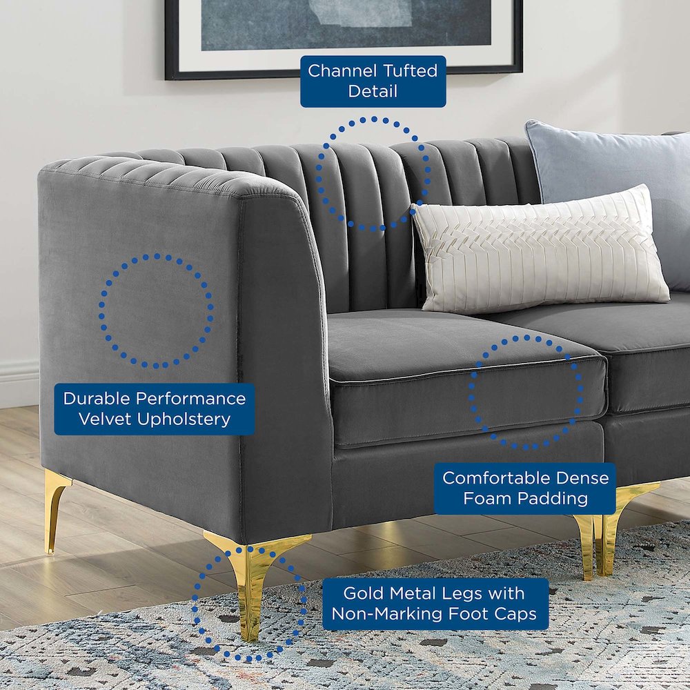 Triumph Channel Tufted Performance Velvet Loveseat. Picture 7