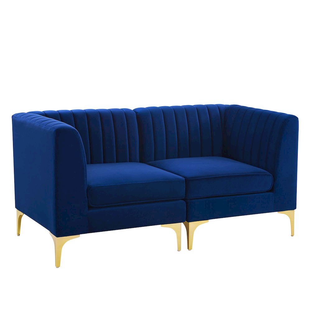 Triumph Channel Tufted Performance Velvet Loveseat. Picture 1