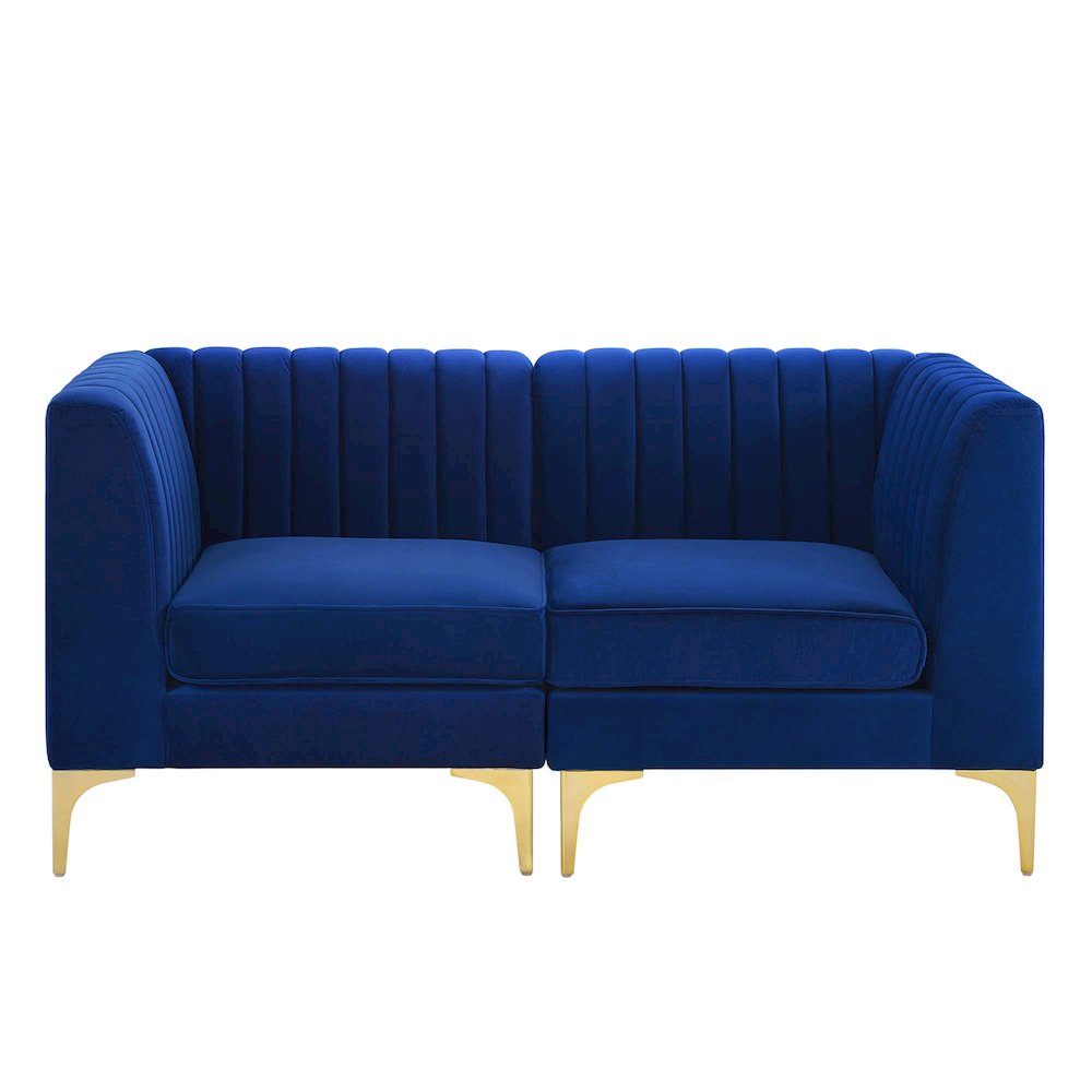 Triumph Channel Tufted Performance Velvet Loveseat. Picture 2
