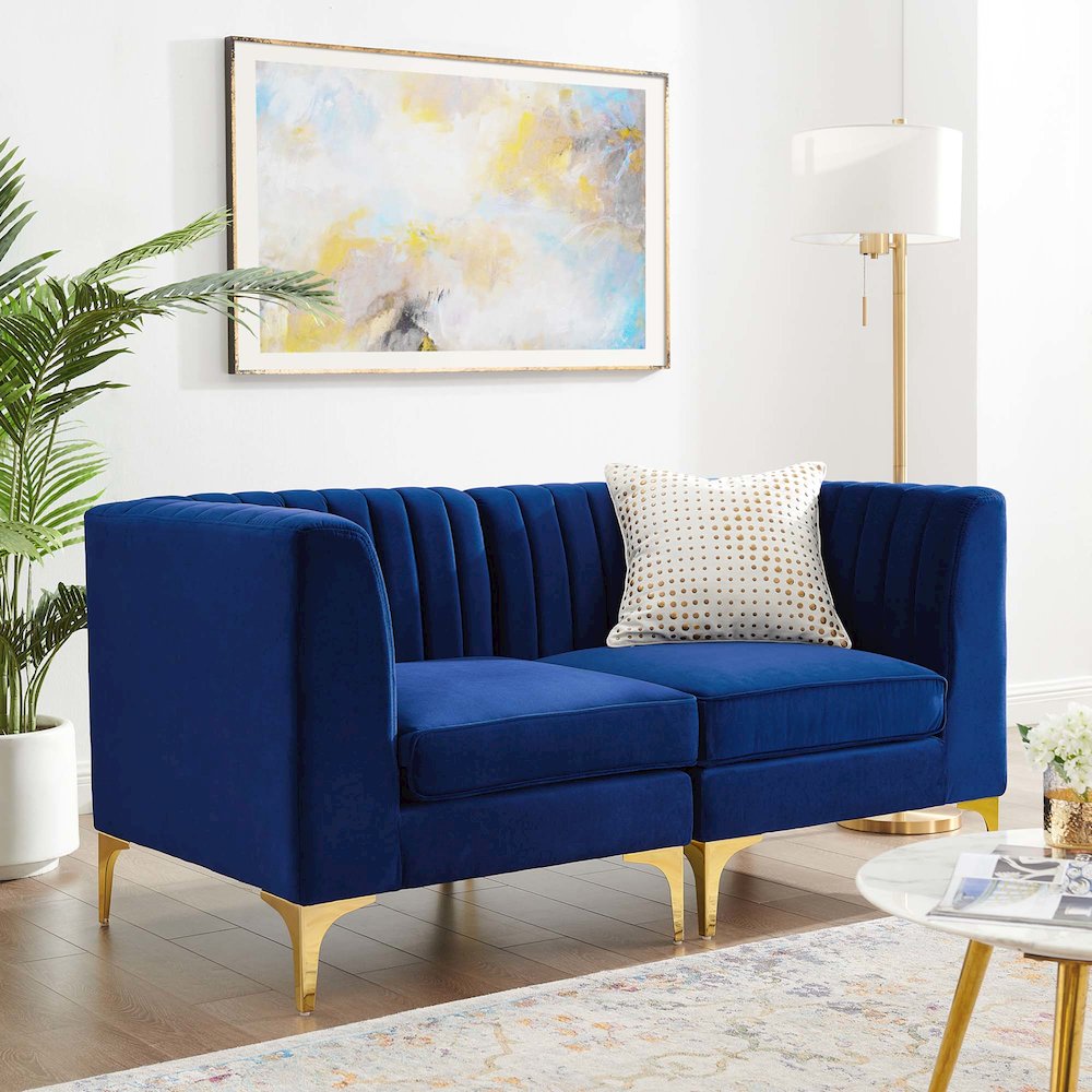 Triumph Channel Tufted Performance Velvet Loveseat. Picture 6