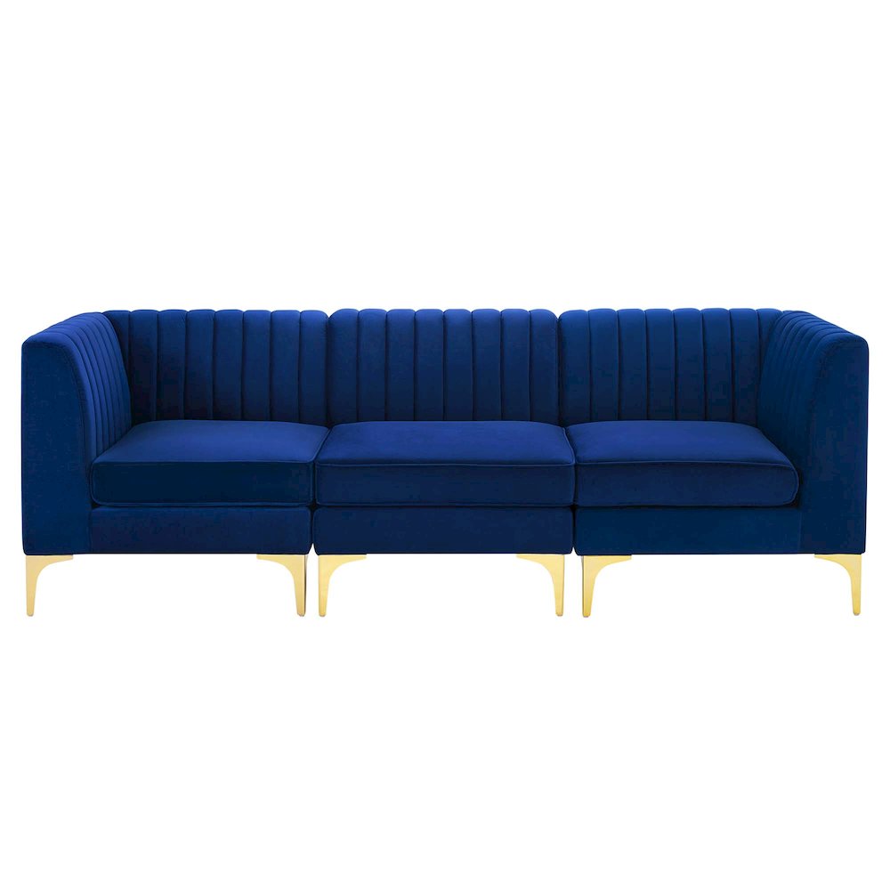 Triumph Channel Tufted Performance Velvet 3-Seater Sofa. Picture 2