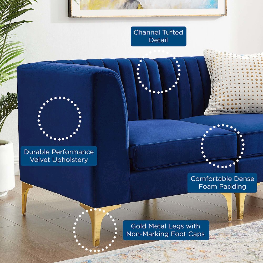 Triumph Channel Tufted Performance Velvet 3-Seater Sofa. Picture 10