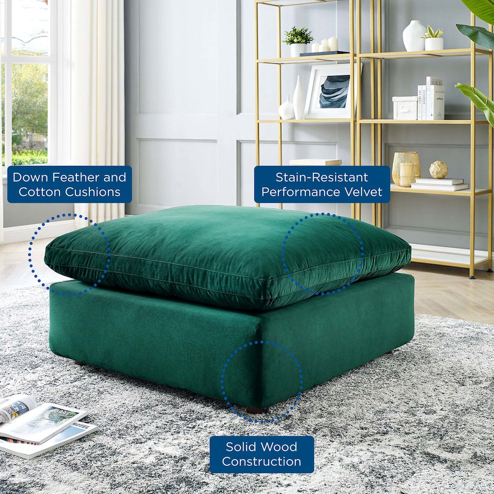 Commix Down Filled Overstuffed Performance Velvet Ottoman. Picture 6