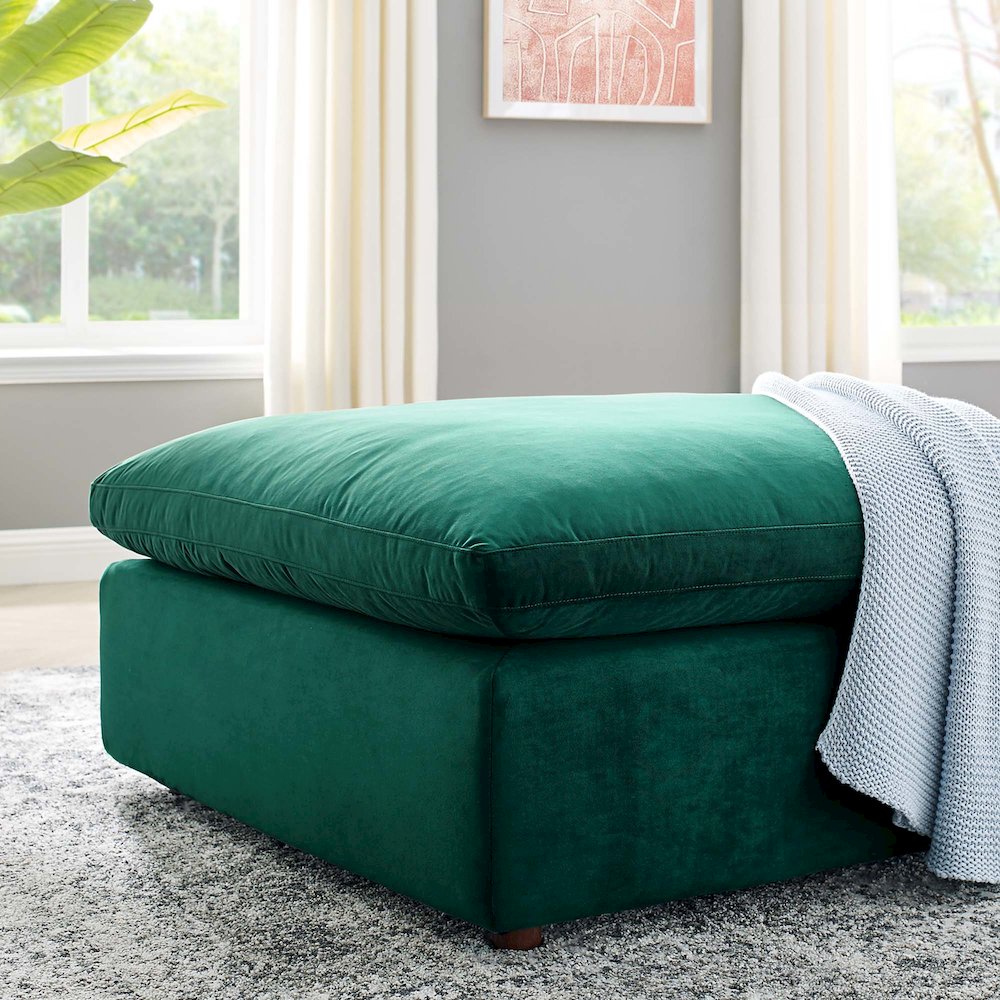 Commix Down Filled Overstuffed Performance Velvet Ottoman. Picture 7