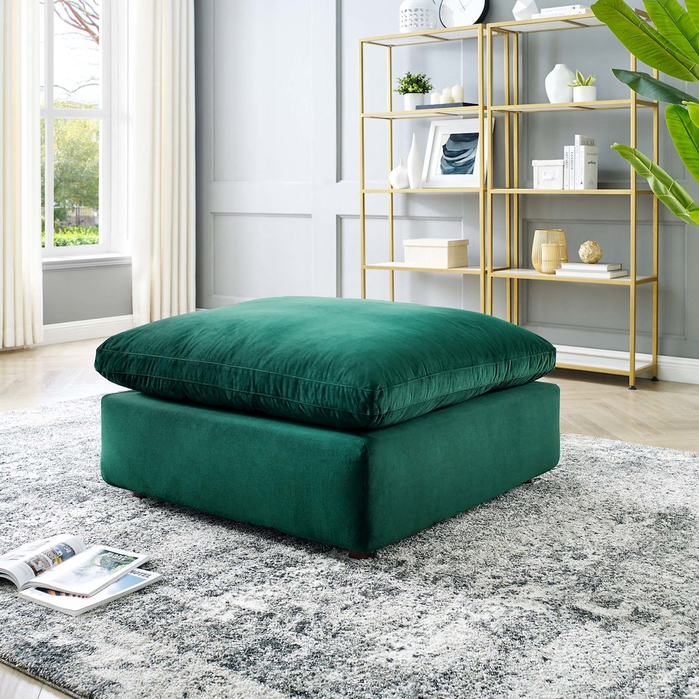 Commix Down Filled Overstuffed Performance Velvet Ottoman. Picture 5