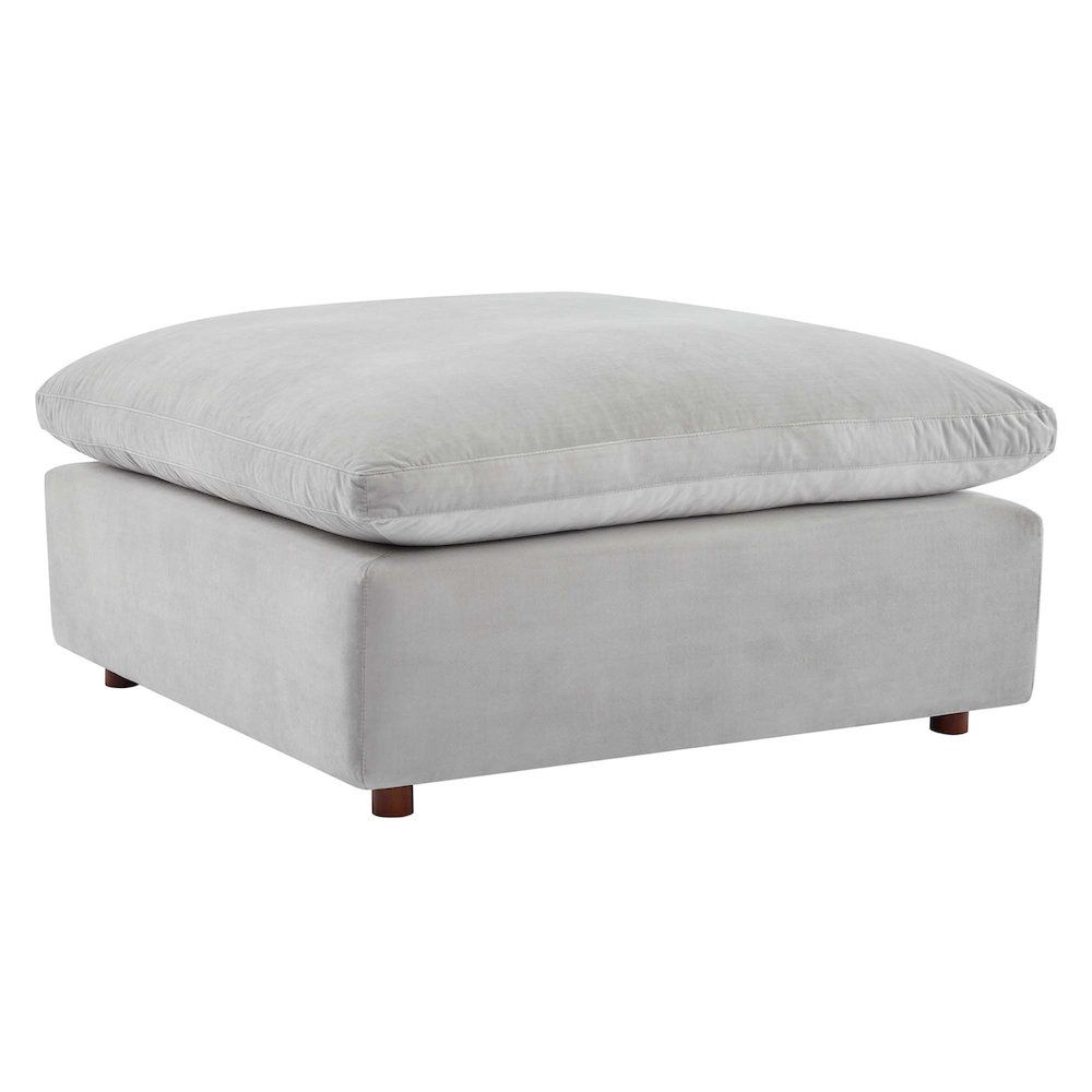 Commix Down Filled Overstuffed Performance Velvet Ottoman. Picture 1