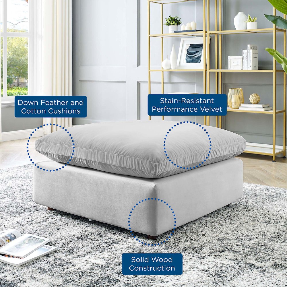 Commix Down Filled Overstuffed Performance Velvet Ottoman. Picture 6