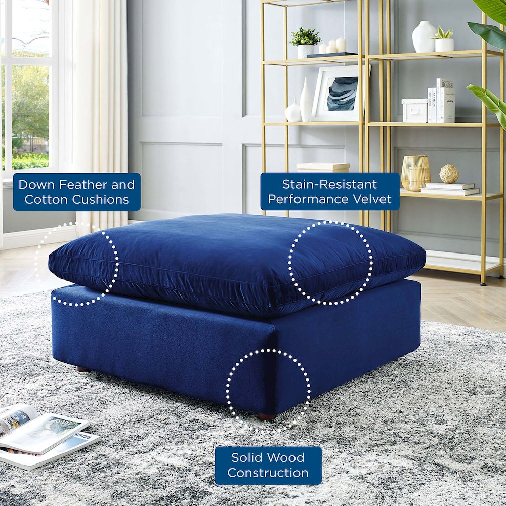Commix Down Filled Overstuffed Performance Velvet Ottoman. Picture 6