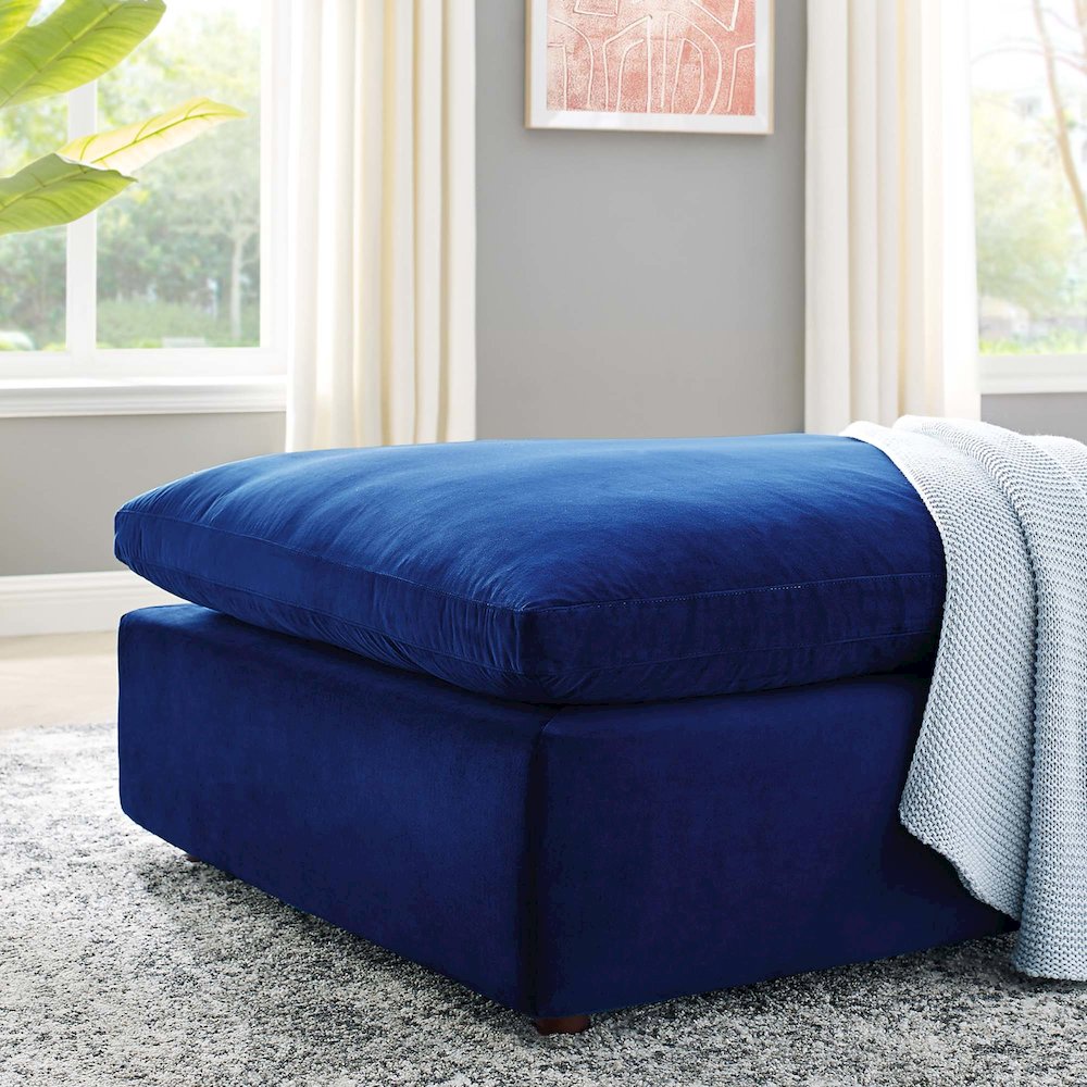 Commix Down Filled Overstuffed Performance Velvet Ottoman. Picture 7