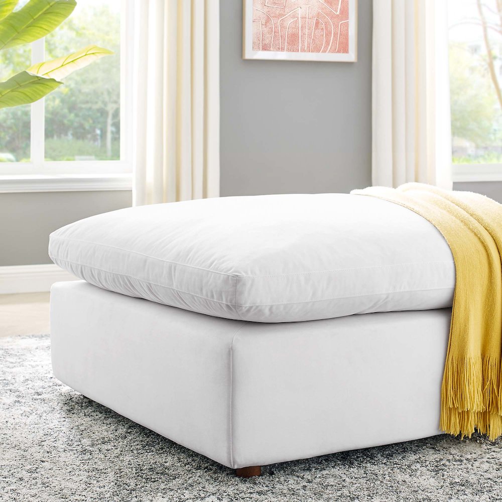 Commix Down Filled Overstuffed Performance Velvet Ottoman. Picture 7