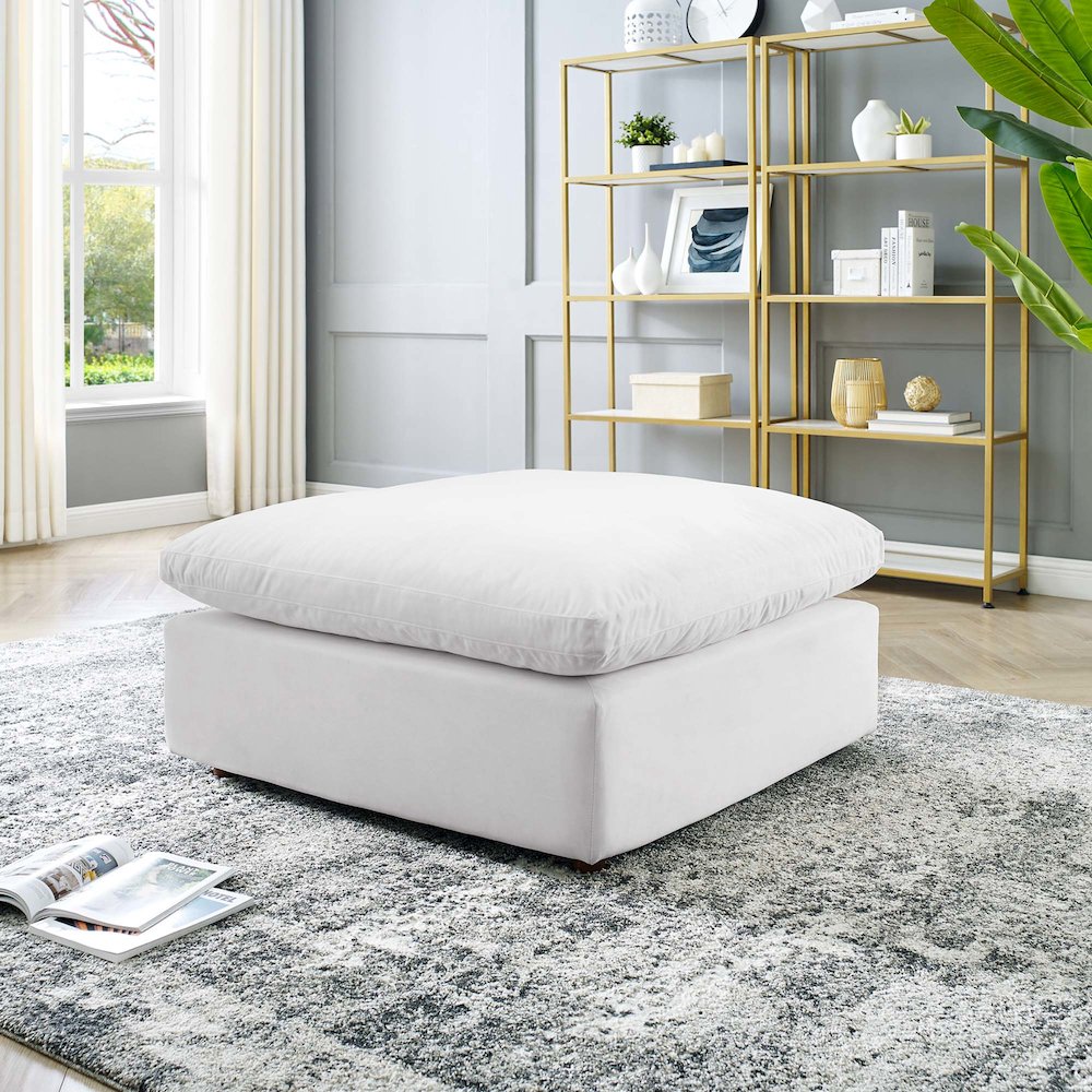 Commix Down Filled Overstuffed Performance Velvet Ottoman. Picture 5