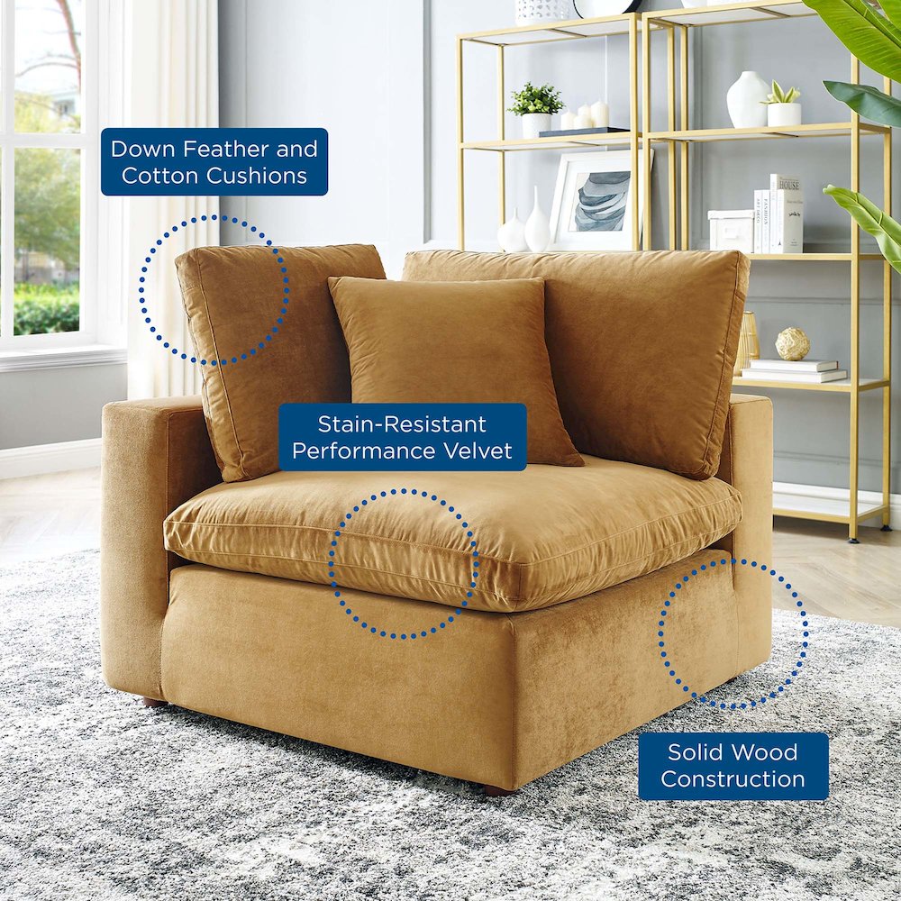 Commix Down Filled Overstuffed Performance Velvet Corner Chair. Picture 6