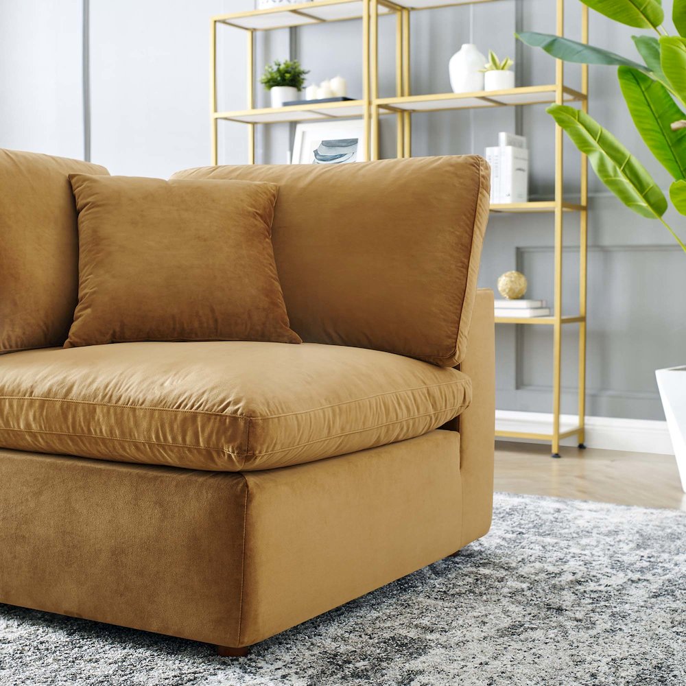 Commix Down Filled Overstuffed Performance Velvet Corner Chair. Picture 7
