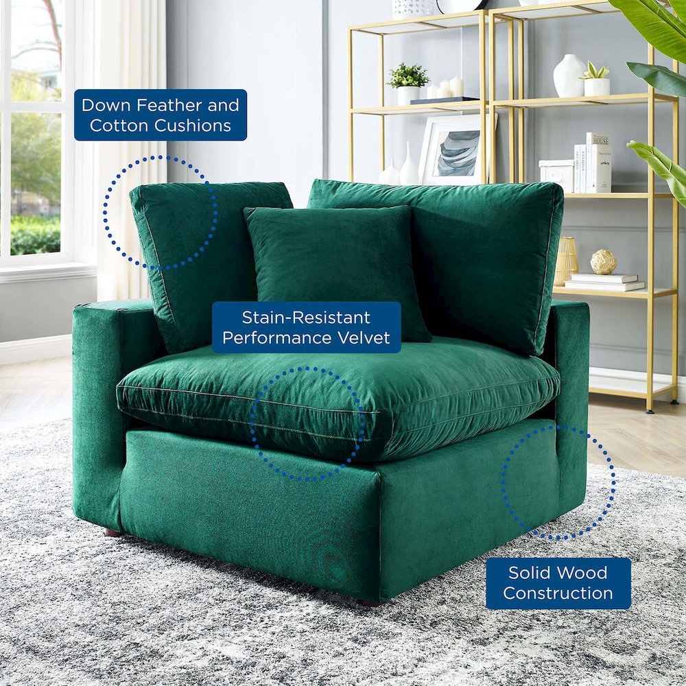 Commix Down Filled Overstuffed Performance Velvet Corner Chair. Picture 6